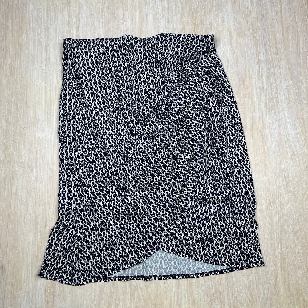 Bobeau Faux Wrap Stretch Pull On Geometric Pattern Print Skirt Plus Size 3X
